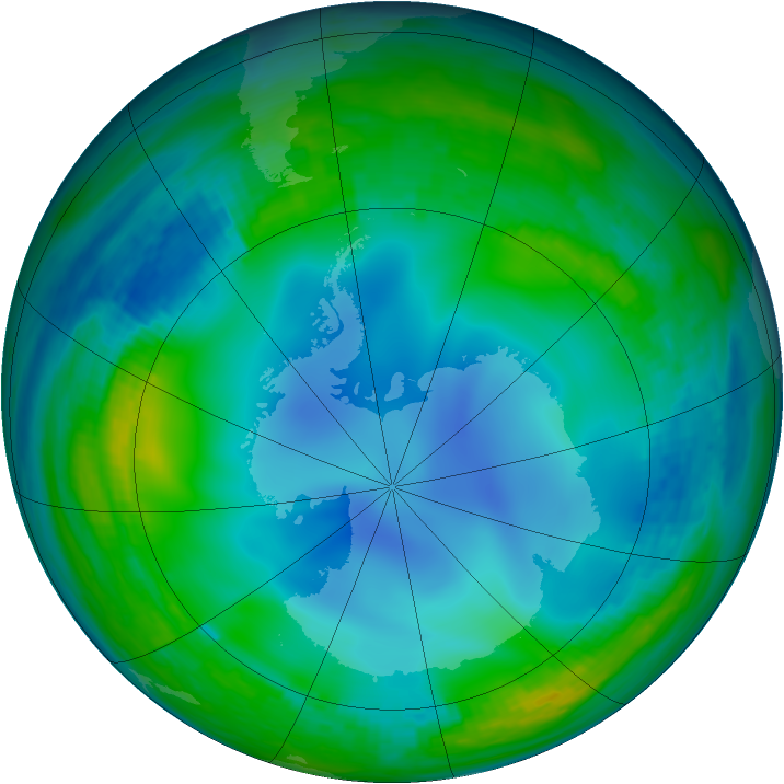 Antarctic ozone map for 11 June 1988